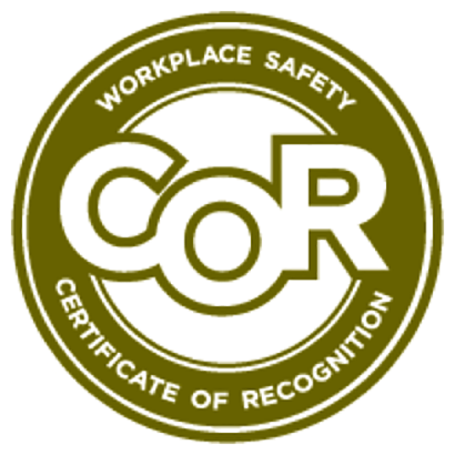 COR. Workplace safety certificate of recognition.